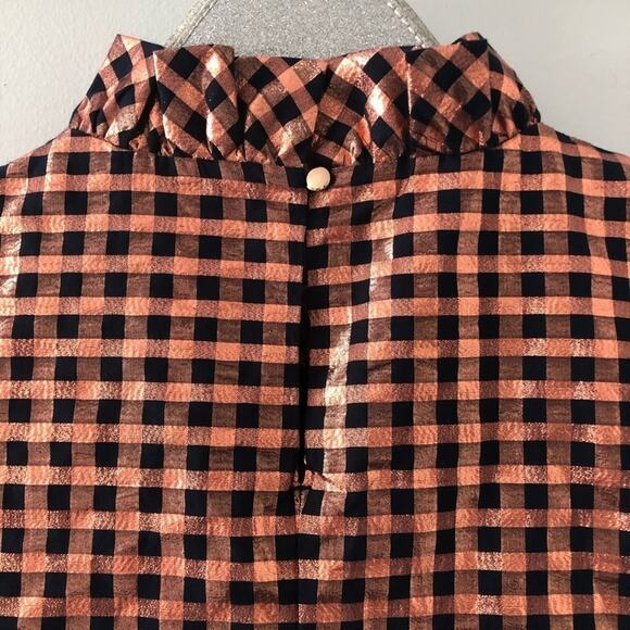 J. Crew Crinkle Gingham Ruffleneck Sleeveless Top NEW - Picture 7 of 9